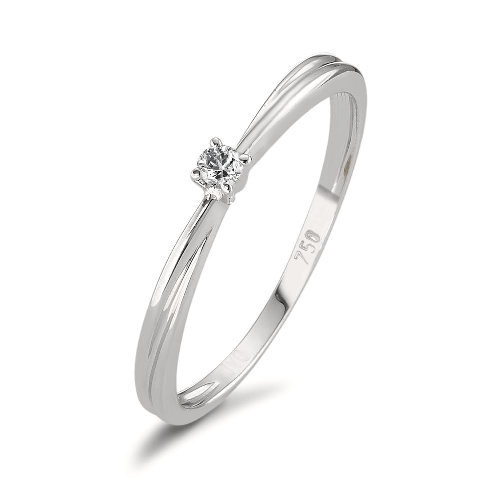 URECH Damen Solitär Ring 750/18 K Weissgold Diamant 0.03 ct, w-si von URECH