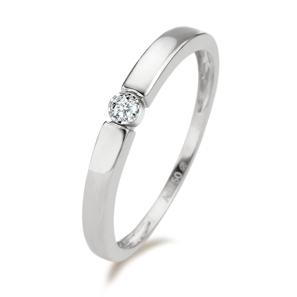 URECH Damen Solitär Ring 750/18 K Weissgold Diamant 0.04 ct, w-pi2 von URECH