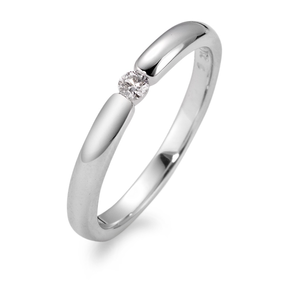 URECH Damen Solitär Ring 750/18 K Weissgold Diamant weiss, 0.06 ct, Brillantschliff, w-si von URECH