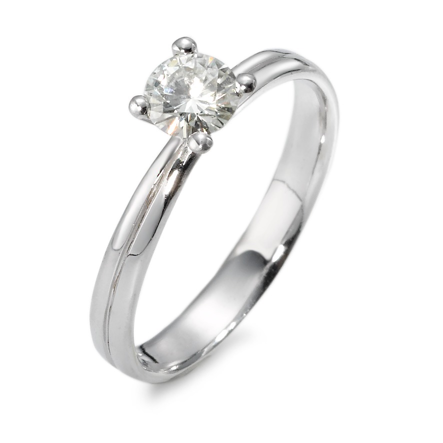 URECH Damen Solitär Ring 750/18 K Weissgold Moissanite rund, 5 mm von URECH