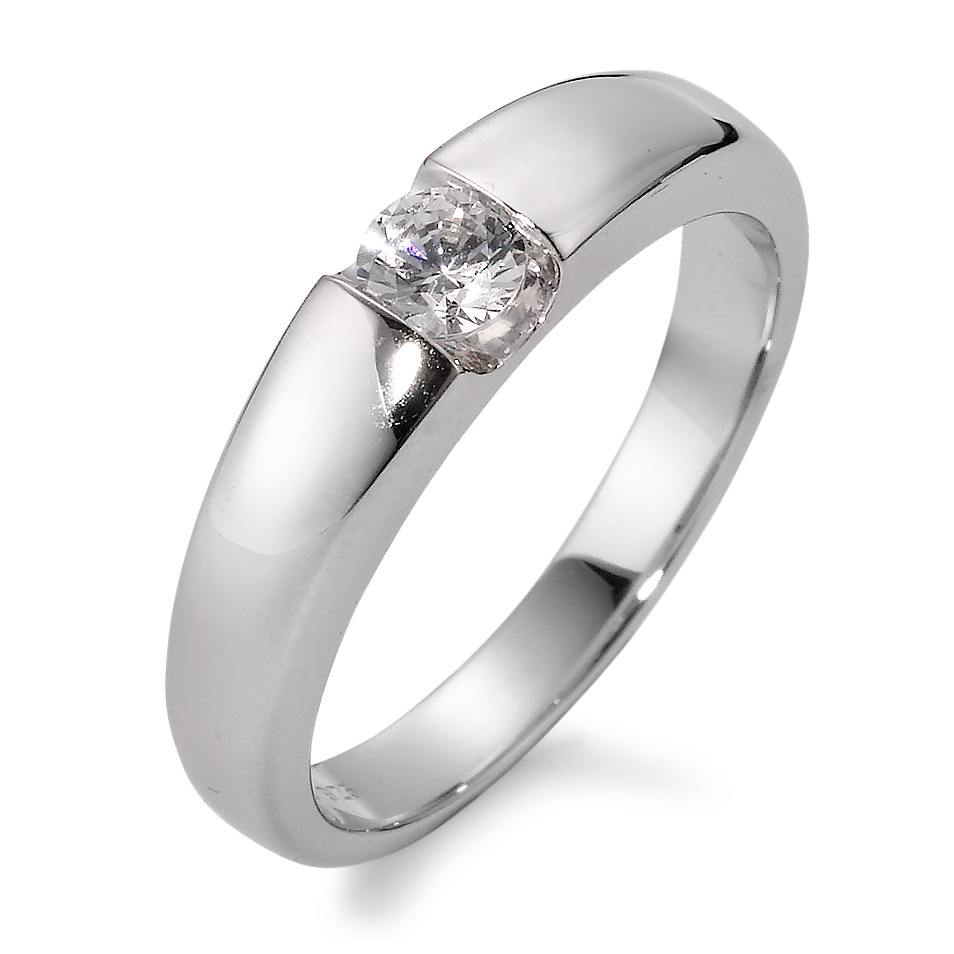 URECH Damen Solitär Ring Silber Zirkonia rund, 4 mm rhodiniert von URECH