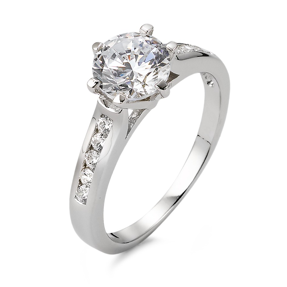 URECH Damen Solitär Ring Silber Zirkonia ØStein 7 mm von URECH