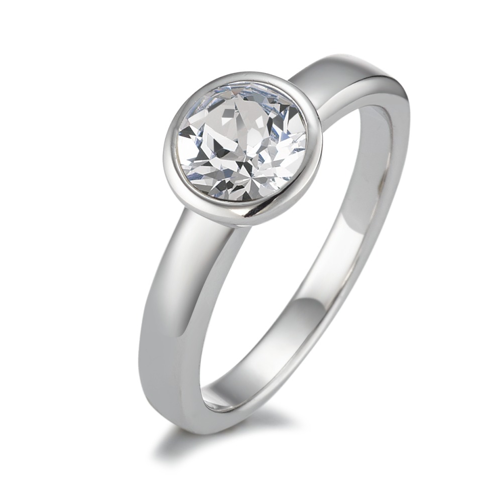 URECH Damen Solitär Ring Silber Zirkonia rhodiniert Ø8 mm von URECH