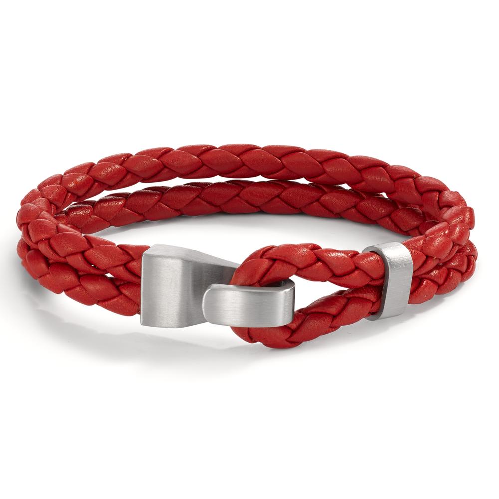 TeNo Damen Lederarmband VADINO Pepper Red, Knebelverschluss aus Edelstahl, 19cm von TeNo