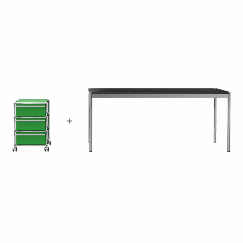 Haller Rollcontainer & Schreibtisch Bundle #3, Farbe grün von Usm