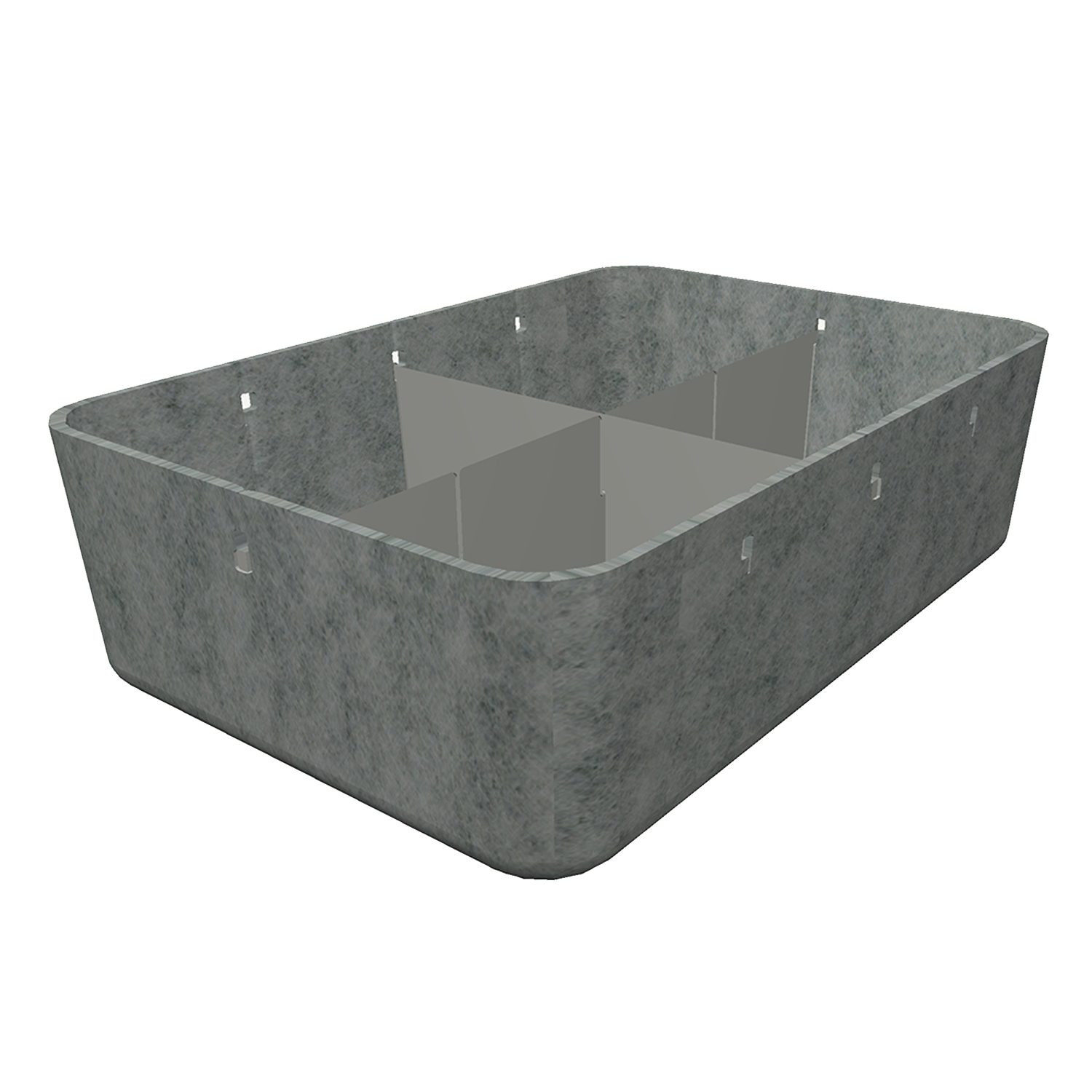 Inos Box tief 250 Aufbewahrungsbox, Farbe (Inos) hellgrau, Unterteilung 4 unterteilungen von Usm