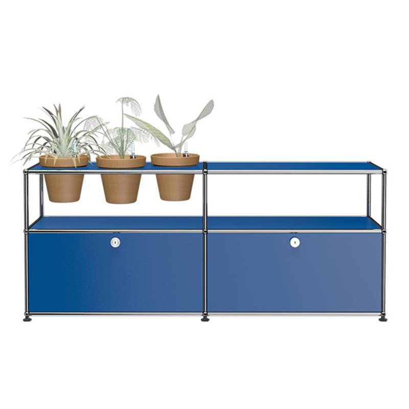 Pflanzenwelten Sideboard #M46, Farbe enzianblau, Topffarbe terrakotta von Usm