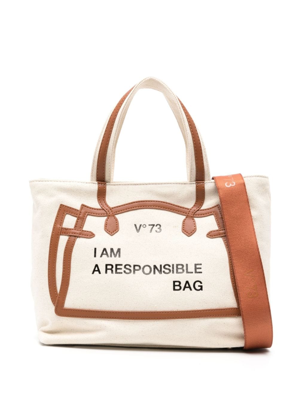 V°73 Responsible canvas shoulder bag - Neutrals von V°73