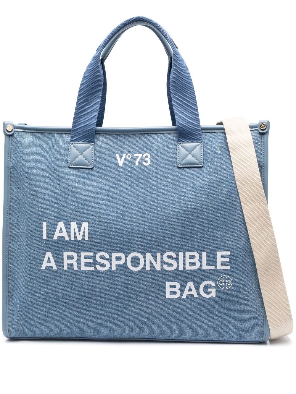 V°73 denim logo-print tote bag - Blue von V°73