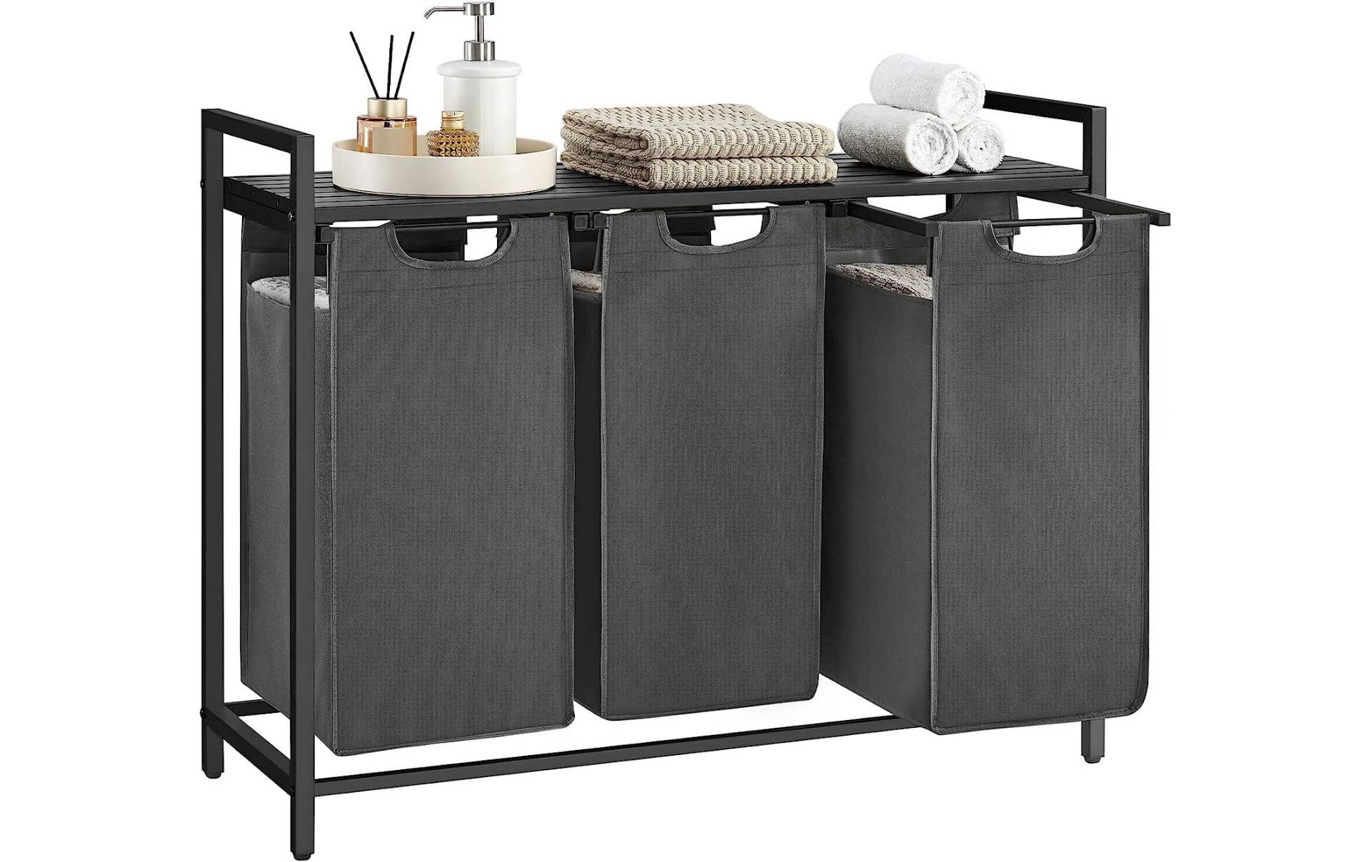 VASAGLE Wäschekorb »mit Ablage 3 x 38 l, Schwarz« VASAGLE Wäschekorb »mit Ablage 3 x 38 l, Schwarz« von VASAGLE