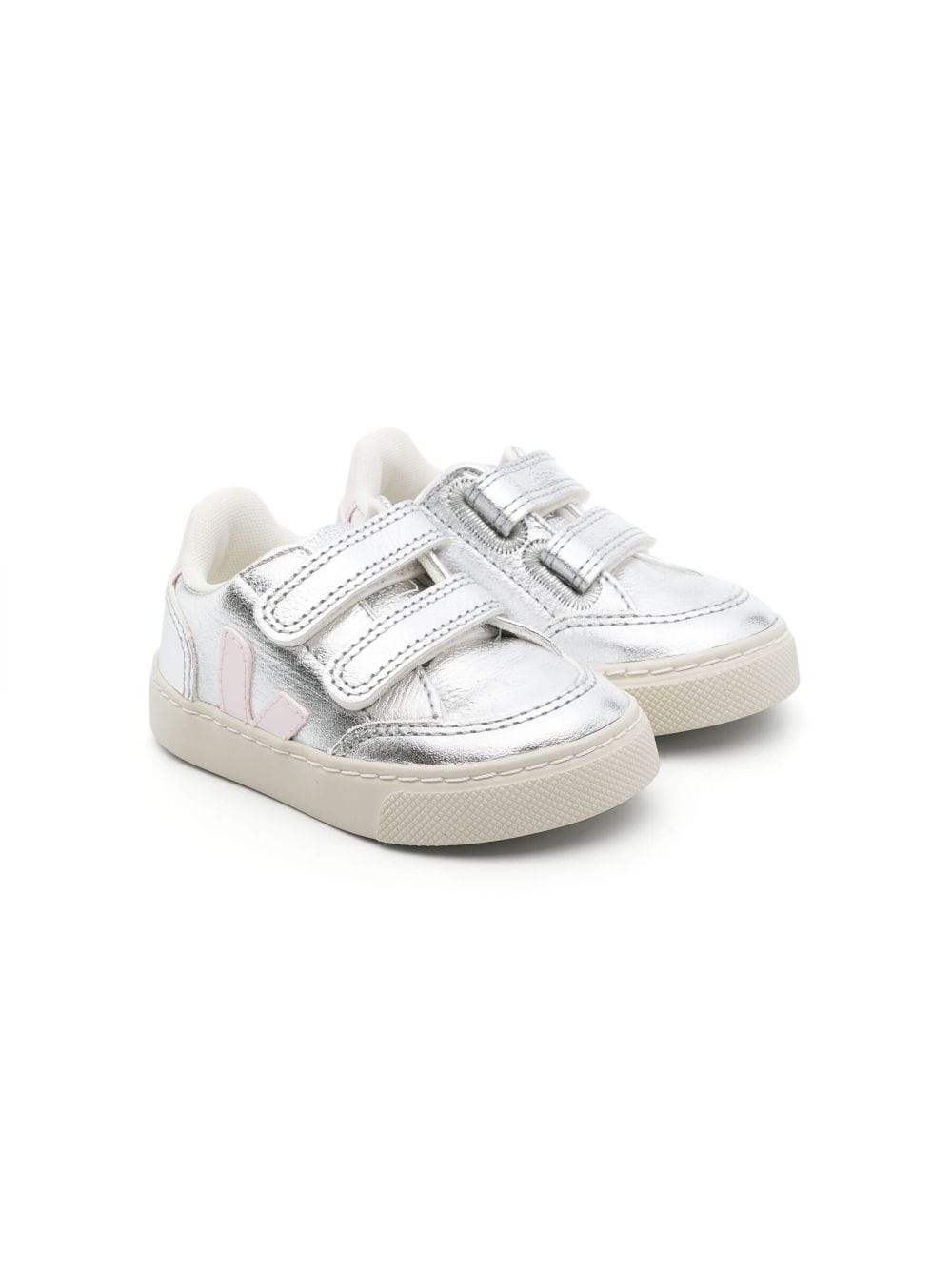 VEJA Kids V-12 metallic ChromeFree leather sneakers - Silver von VEJA Kids