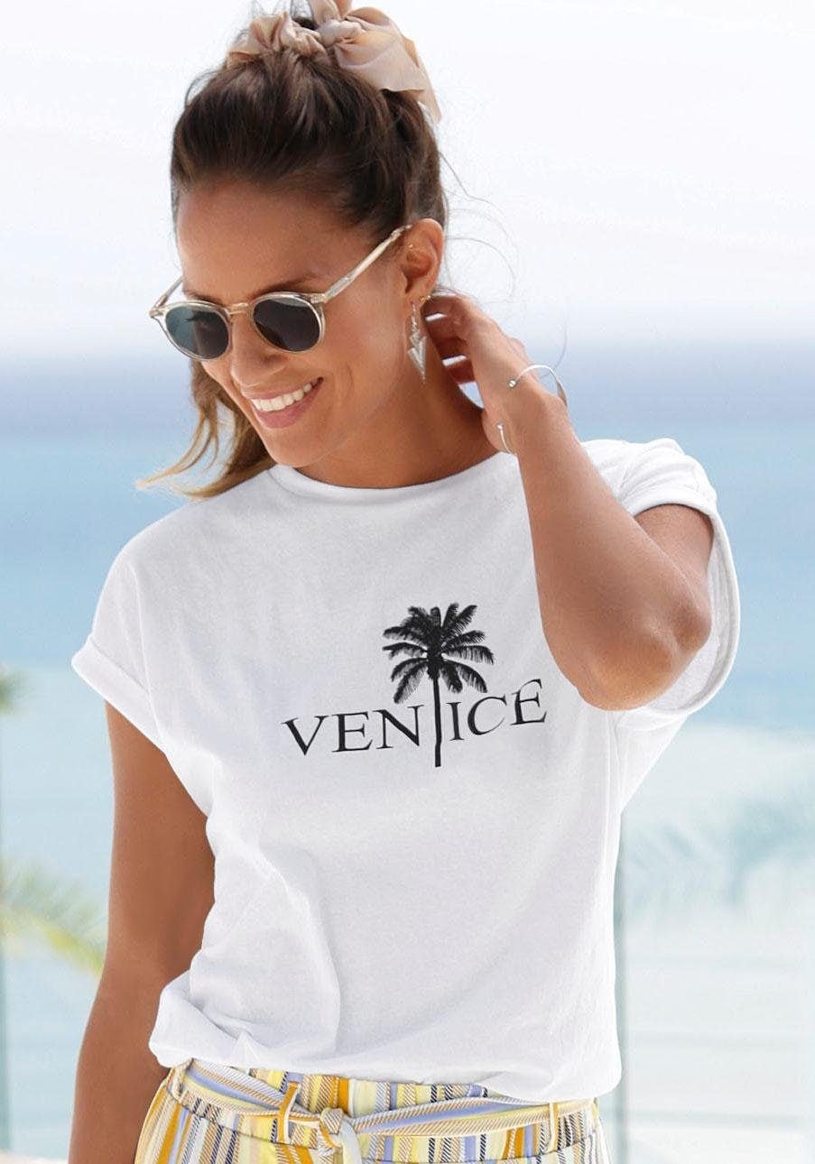 Venice Beach Rundhalsshirt, mit Frontdruck, T-shirt aus Baumwolle, Kurzarmshirt, Basic von VENICE BEACH