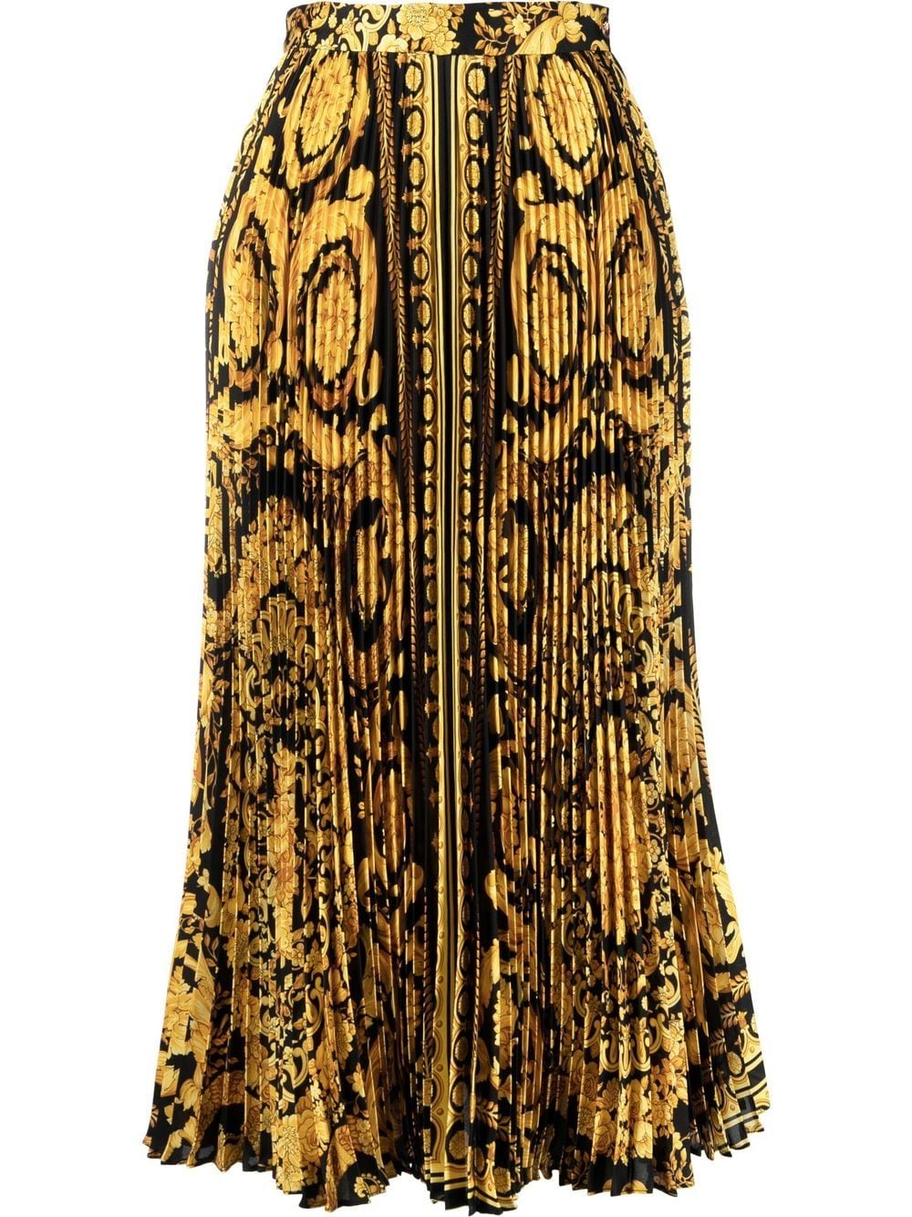 Versace Barocco pleated midi skirt - Yellow von Versace