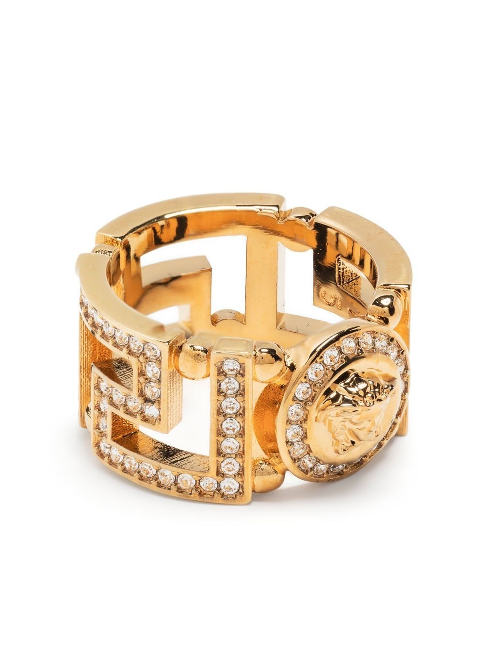 Versace Medusa Greca crystal-embellished ring - Gold von Versace