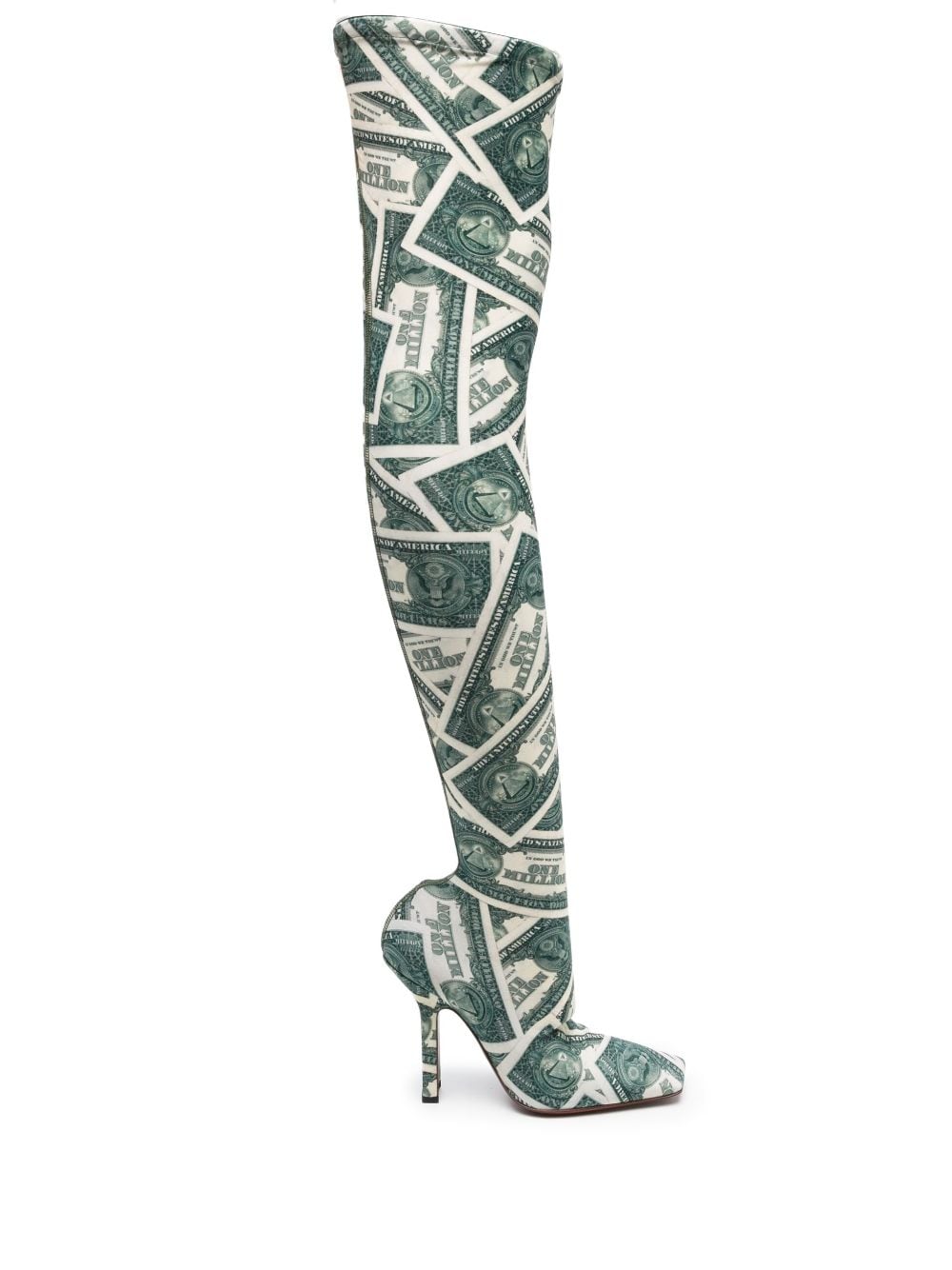 VETEMENTS Million Dollar Boomerang thigh-high 115mm boots - Green von VETEMENTS