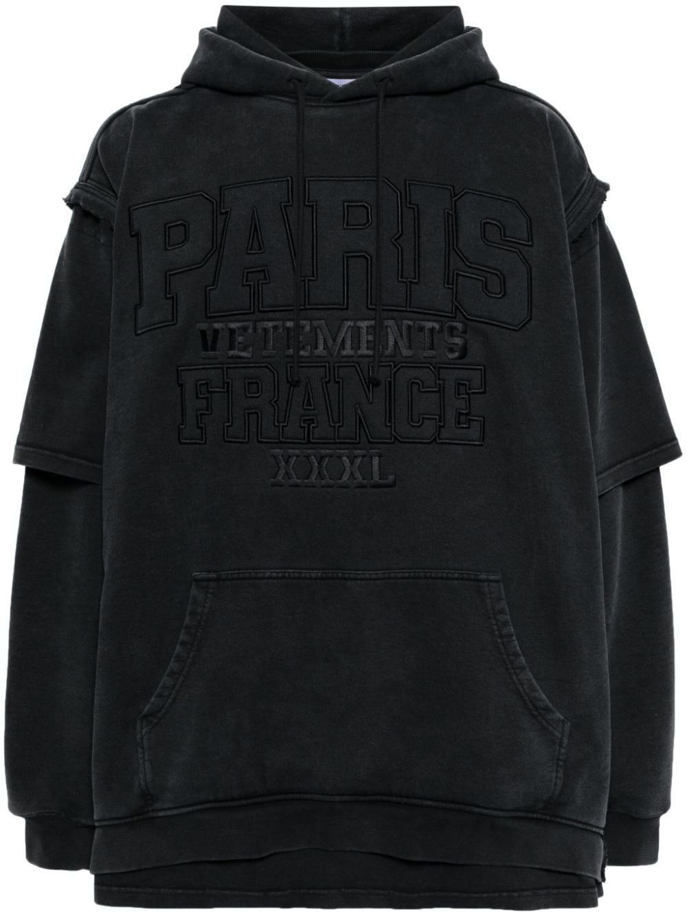 VETEMENTS Paris logo-embroidered hoodie - Black von VETEMENTS