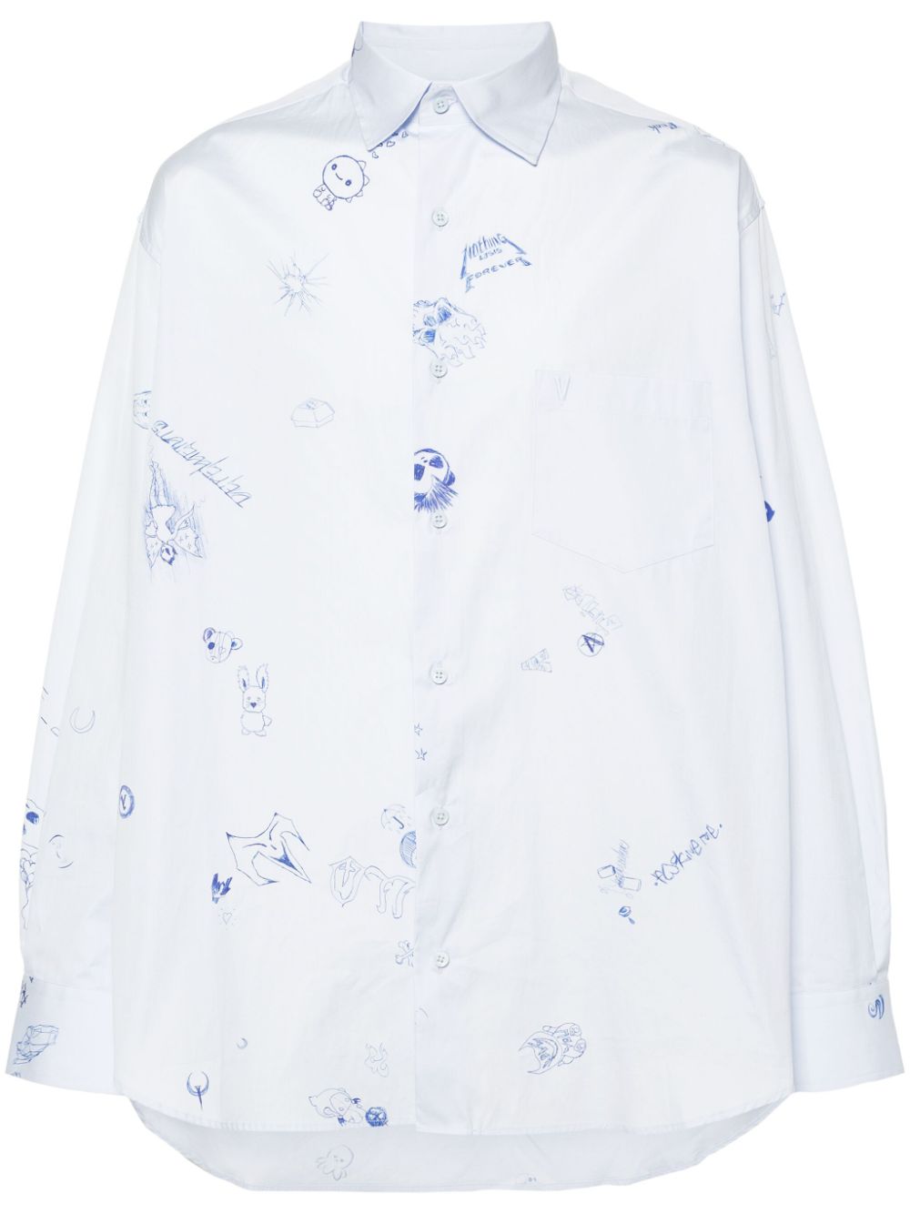 VETEMENTS Scribble-print cotton shirt - Blue von VETEMENTS