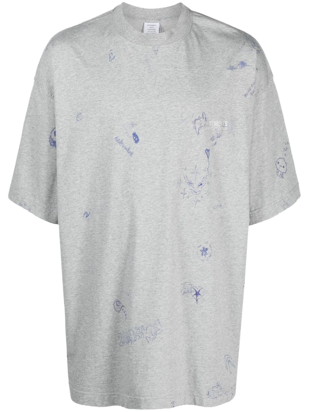 VETEMENTS Scribbled sketch-print cotton T-shirt - Grey von VETEMENTS