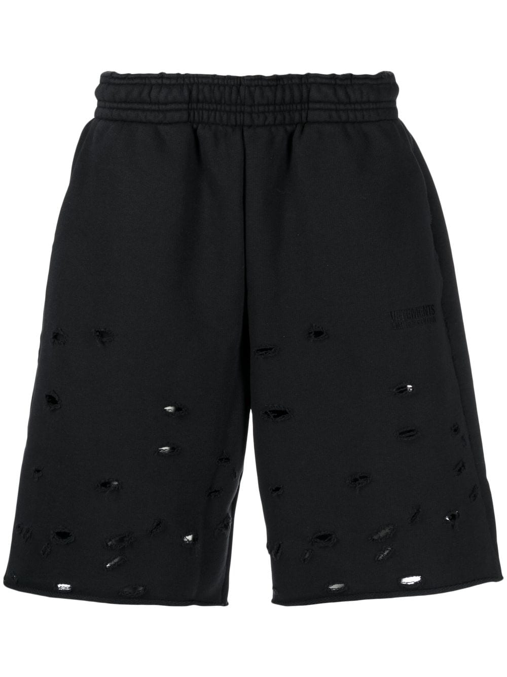 VETEMENTS above-knee ripped track shorts - Black von VETEMENTS