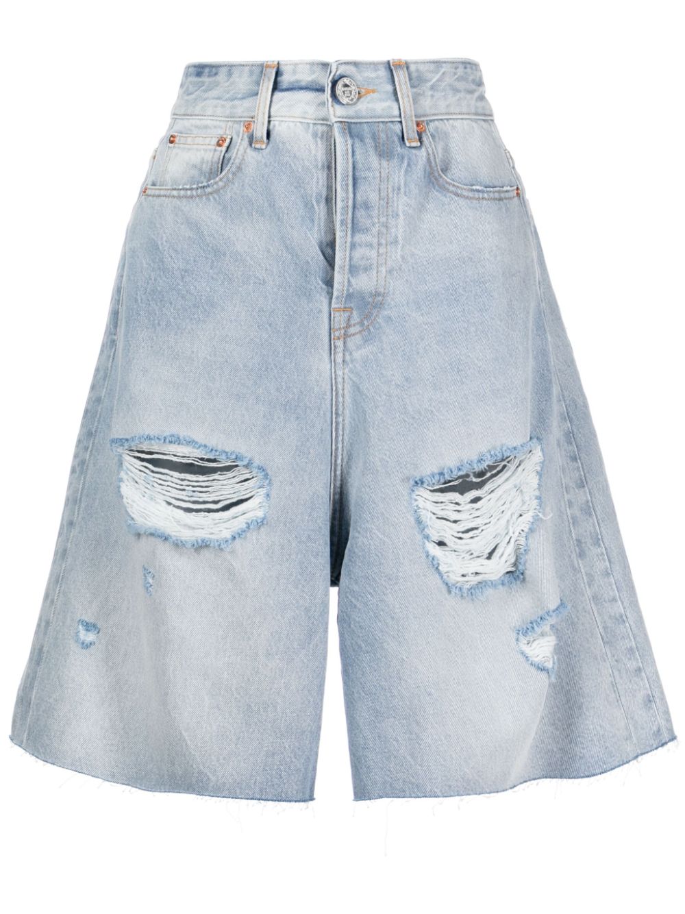 VETEMENTS distressed cotton shorts - Blue von VETEMENTS