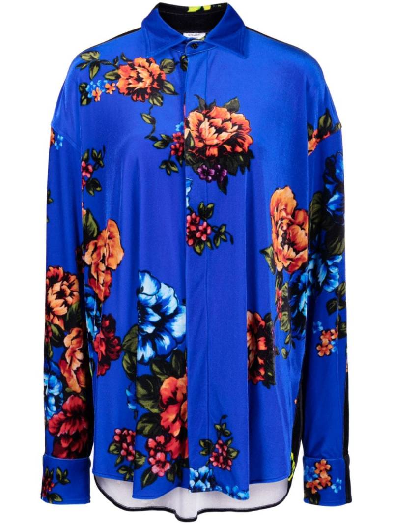 VETEMENTS floral-print straight-point collar shirt - Blue von VETEMENTS