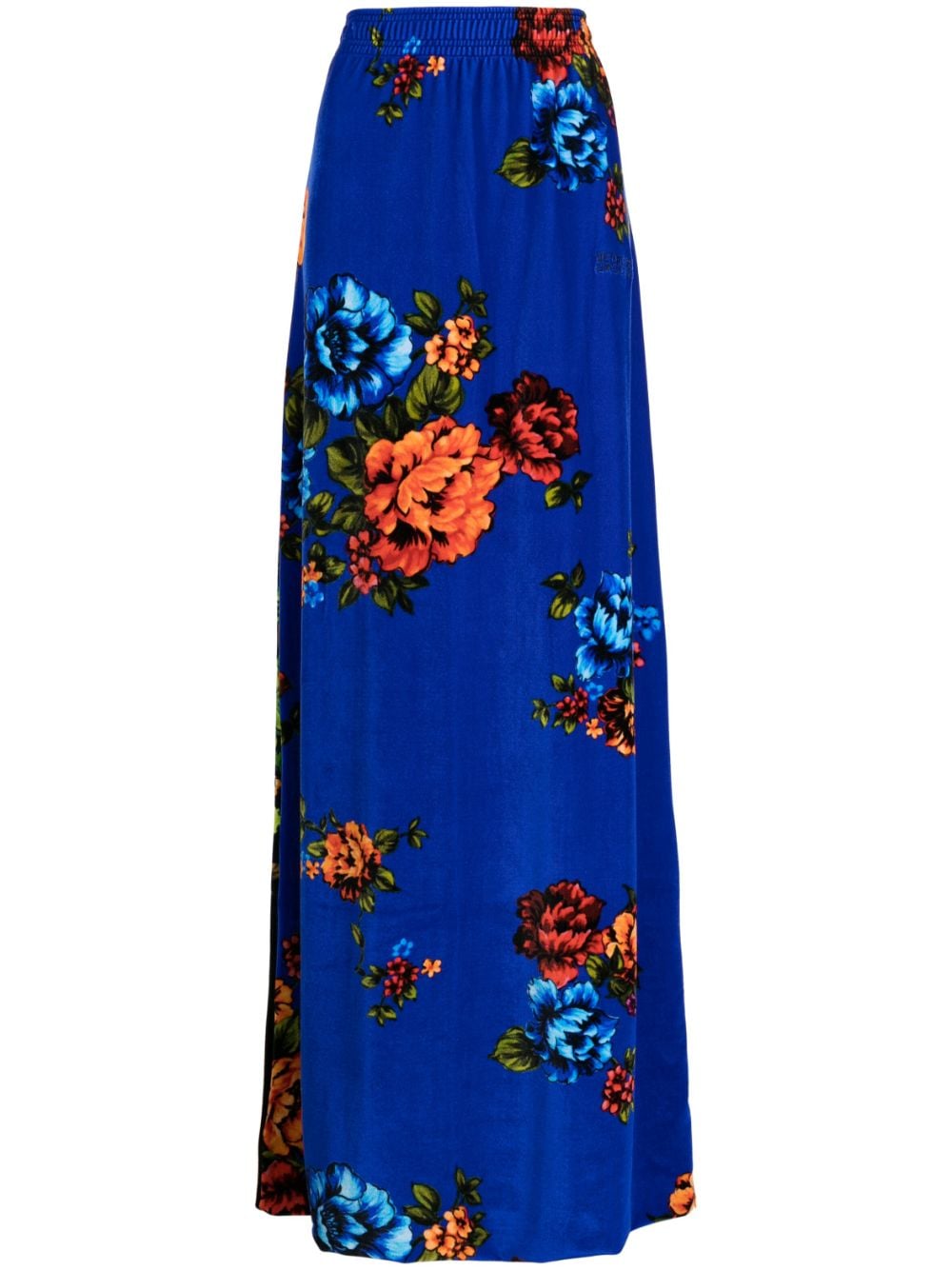 VETEMENTS floral-print velvet maxi skirt - Blue von VETEMENTS