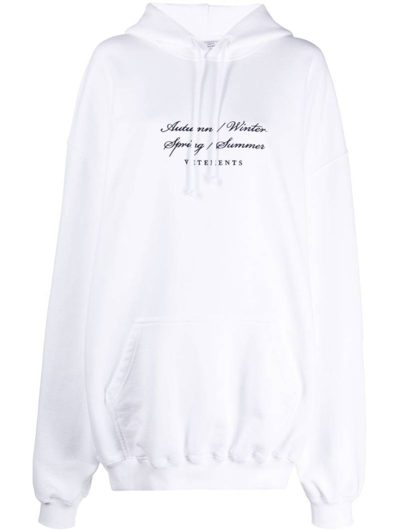 VETEMENTS logo-embroidered drawstring hoodie - White von VETEMENTS