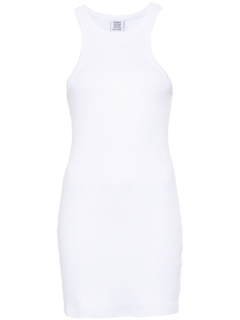 VETEMENTS logo-embroidered mini tank dress - White von VETEMENTS