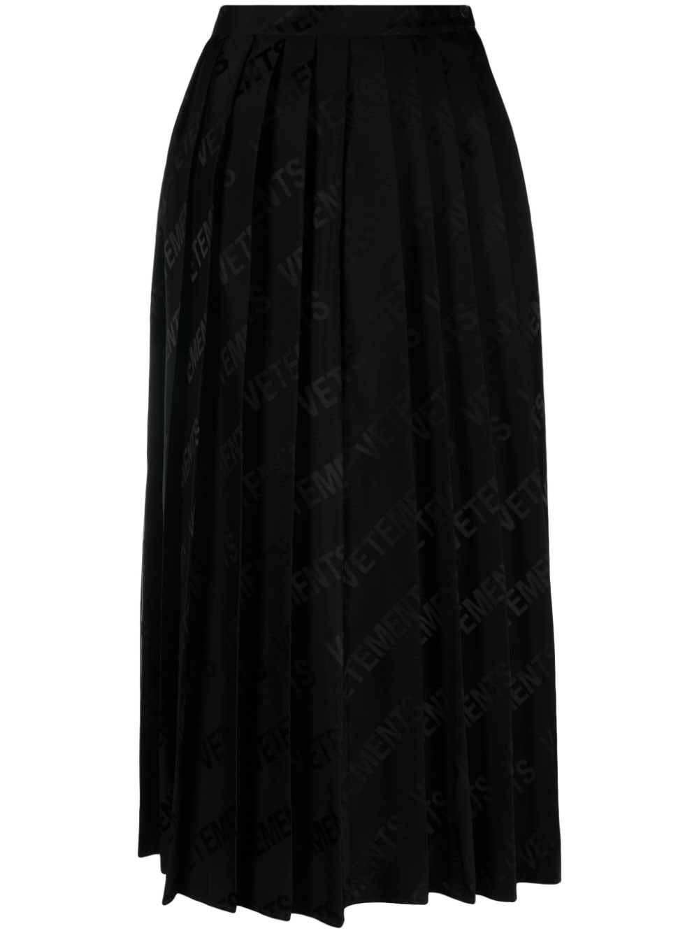 VETEMENTS logo-jacquard pleated midi skirt - Black von VETEMENTS