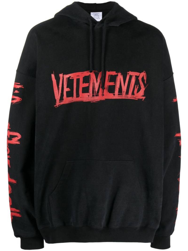 VETEMENTS logo-print cotton hoodie - Black von VETEMENTS