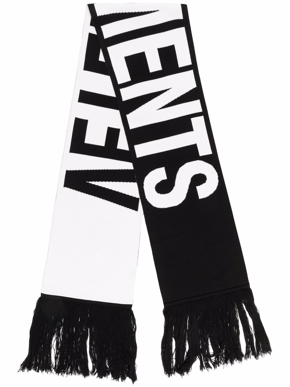 VETEMENTS logo-print fringed scarf - Black von VETEMENTS