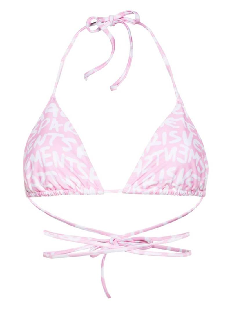VETEMENTS logo-print halterneck bikini top - Pink von VETEMENTS