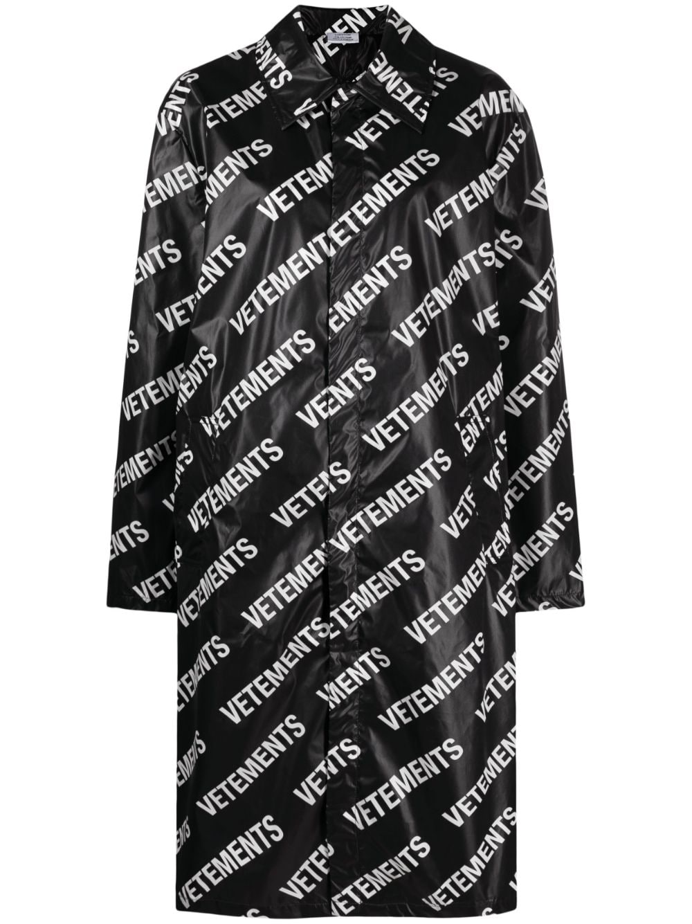 VETEMENTS logo-print mid-length coat - Black von VETEMENTS