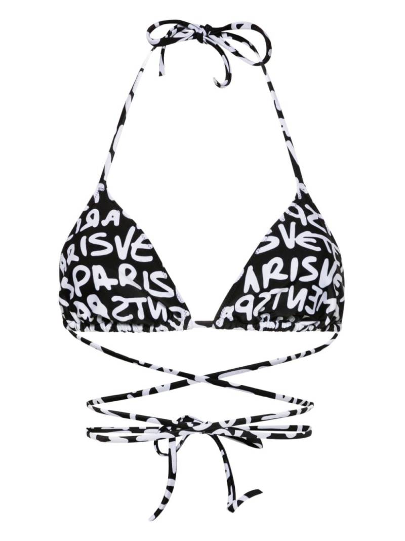 VETEMENTS logo-print triangle bikini top - Black von VETEMENTS