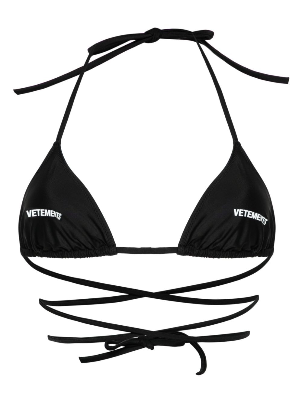 VETEMENTS logo-print triangle-cup bikini top - Black von VETEMENTS