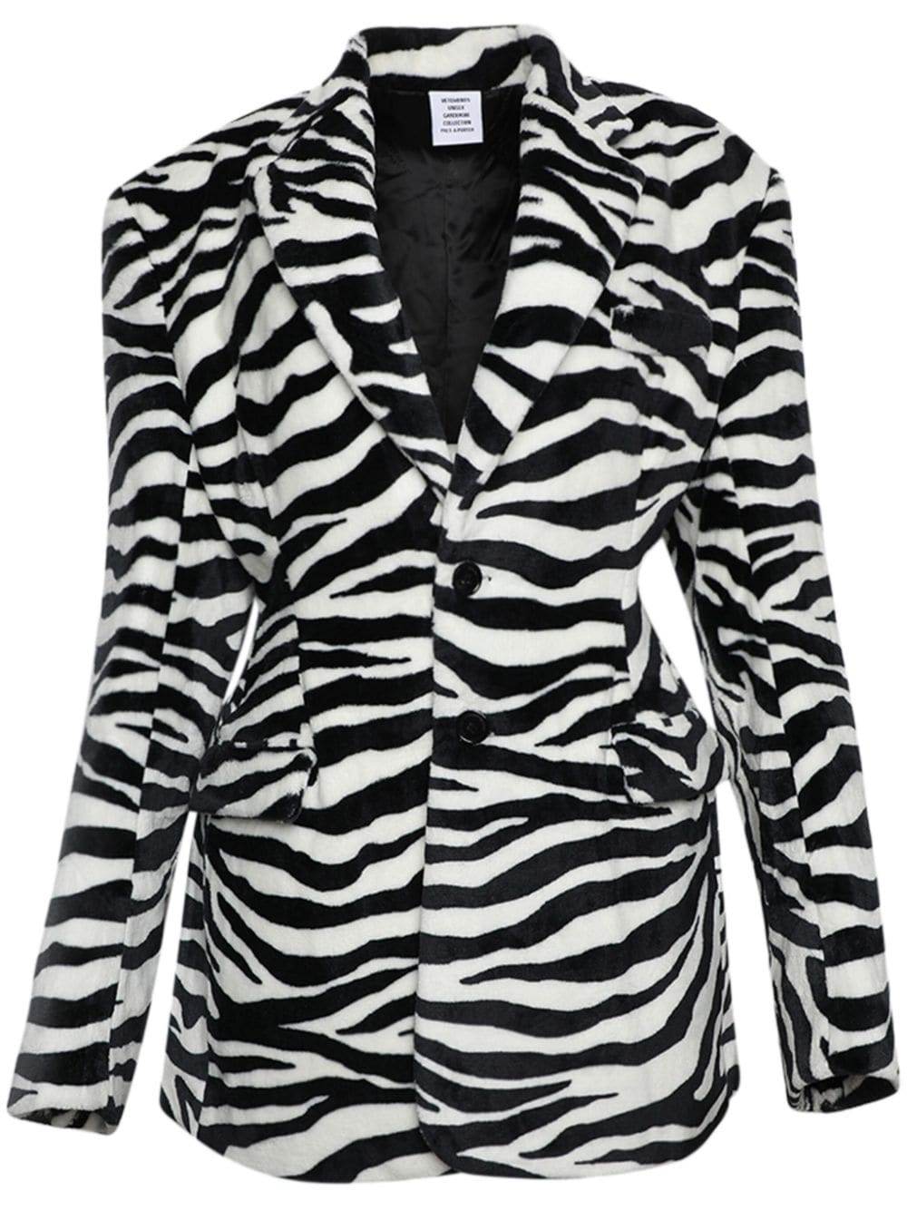 VETEMENTS oversize-shoulder zebra-print blazer - White von VETEMENTS