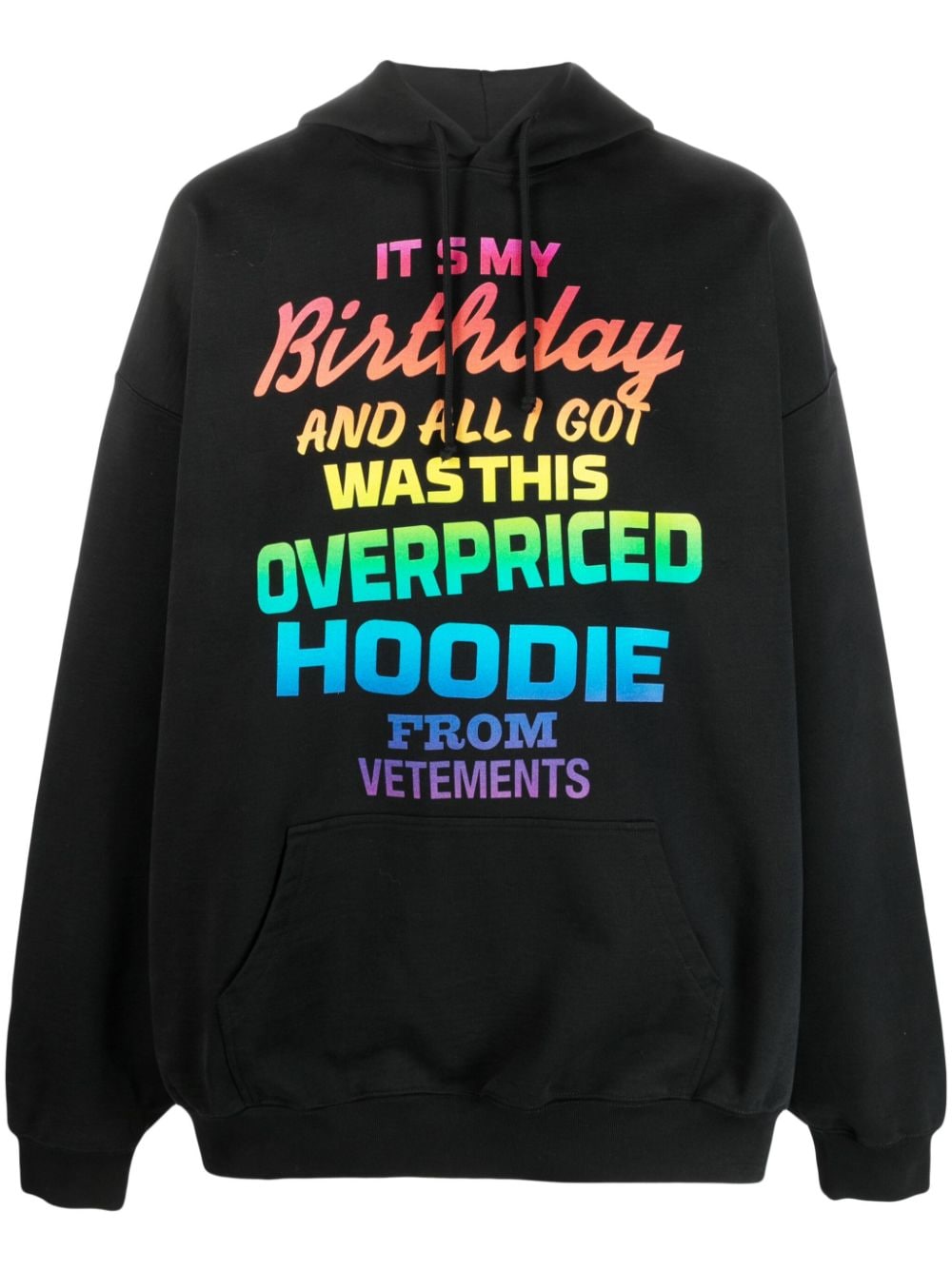 VETEMENTS rainbow text-print hoodie - Black von VETEMENTS