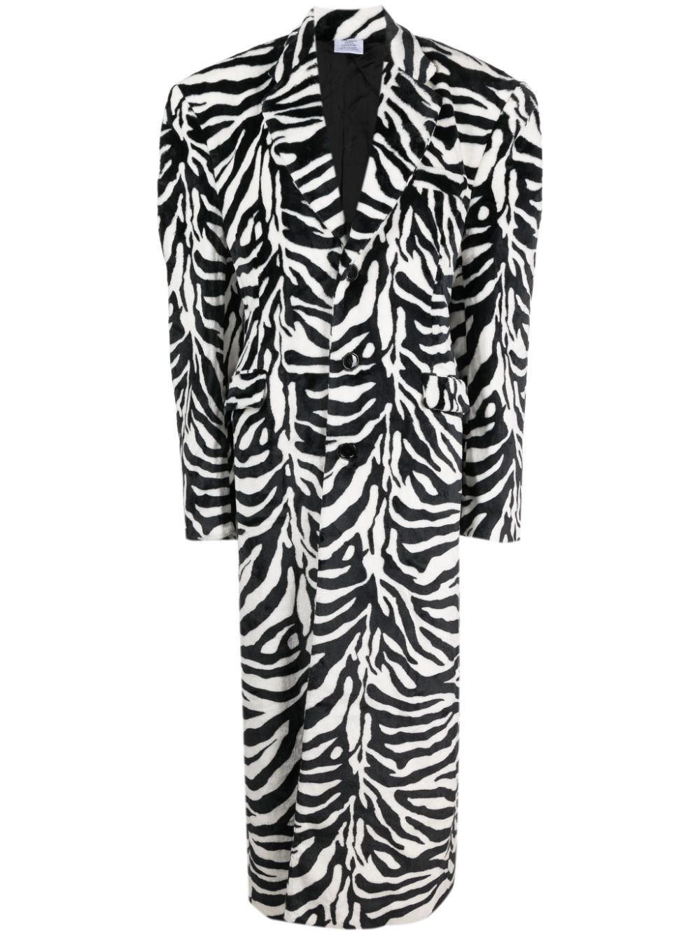 VETEMENTS single-breasted zebra-pattern coat - Black von VETEMENTS