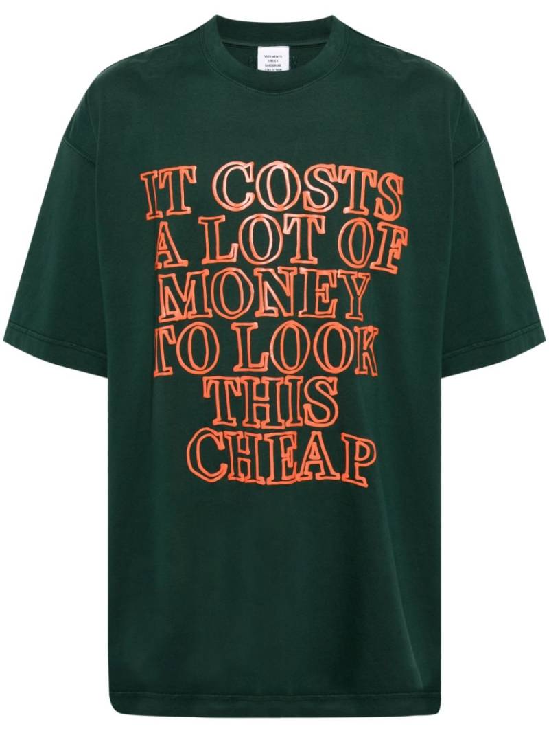 VETEMENTS slogan-print cotton T-shirt - Green von VETEMENTS