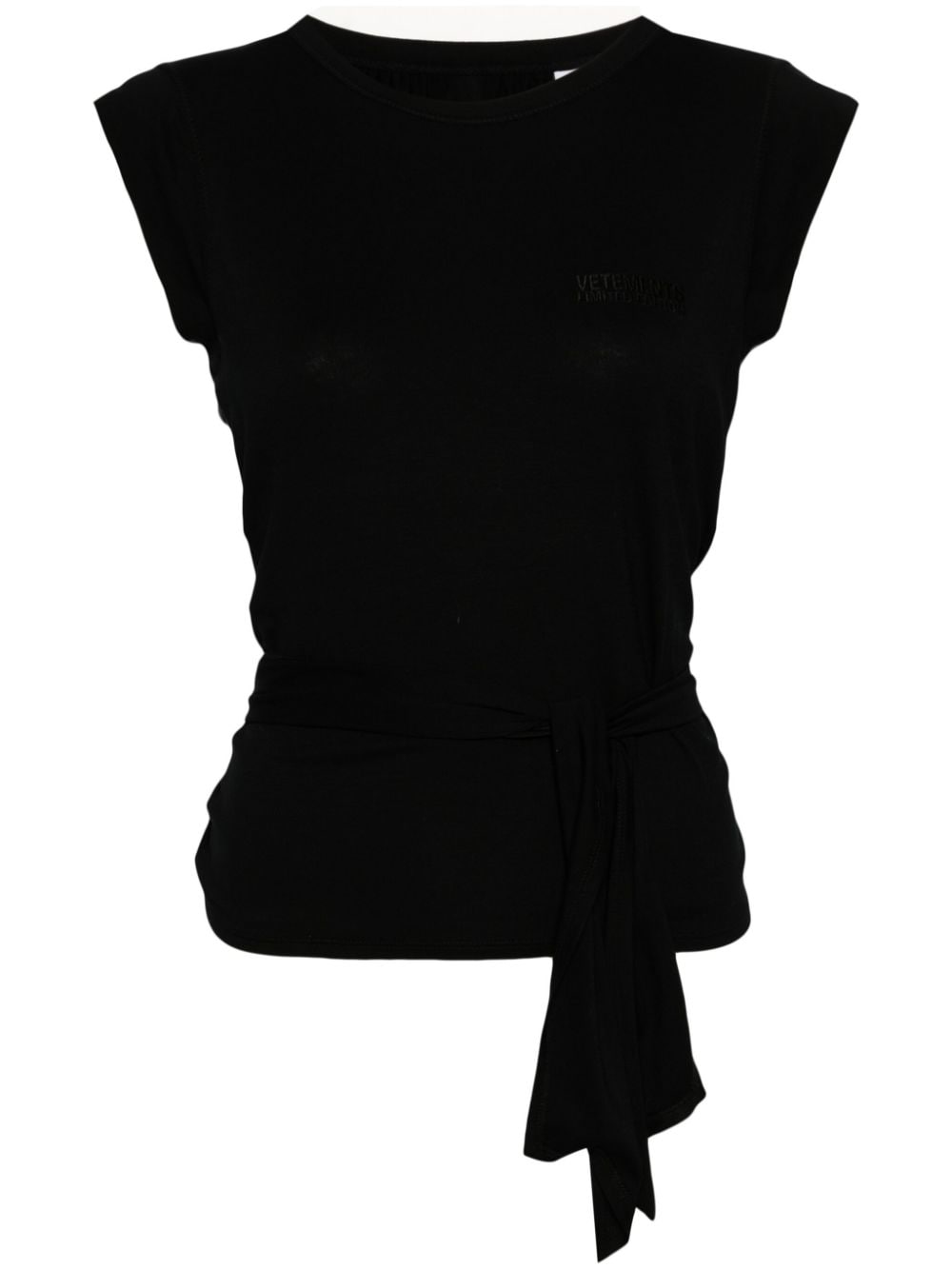 VETEMENTS strap-detail cap-sleeves T-shirt - Black von VETEMENTS
