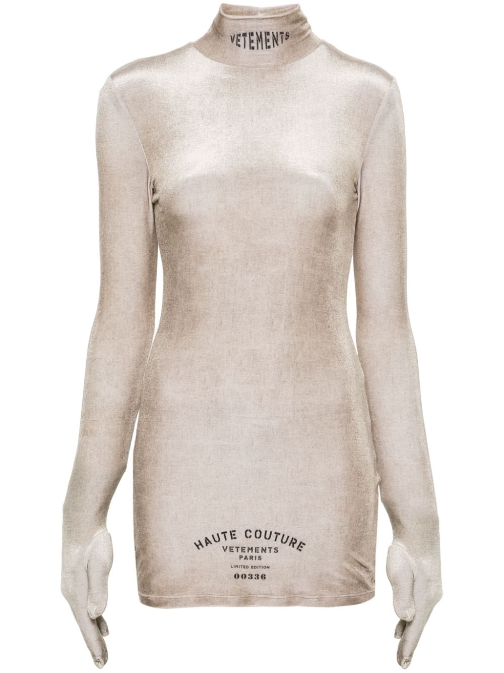 VETEMENTS velvet glove-sleeve minidress - Neutrals von VETEMENTS