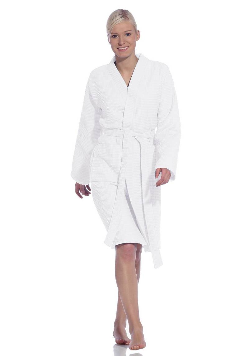 Vossen Unisex-Bademantel »Rom, ideal für Sauna & Spa, Hotelbademantel, Morgenmantel«, (1 St.), für Damen & Herren, Waffelpiqué-Struktur, in leichter Qualität von VOSSEN