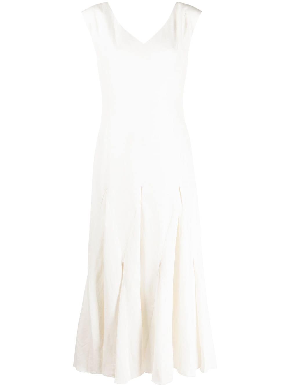 VOZ Harlequin silk-linen midi dress - White von VOZ