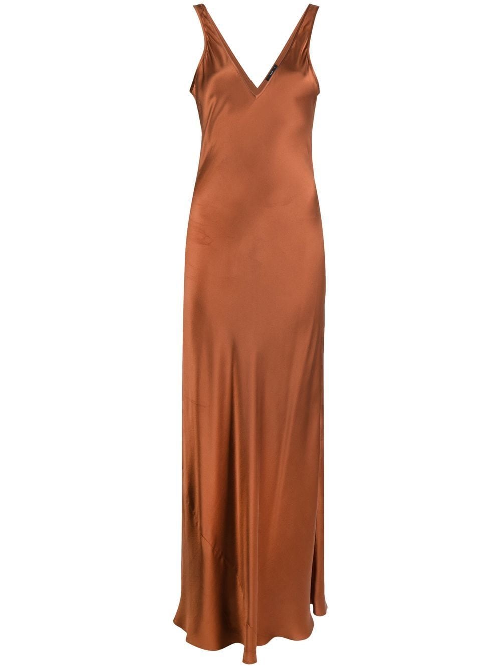 VOZ V-neck silk long dress - Brown von VOZ