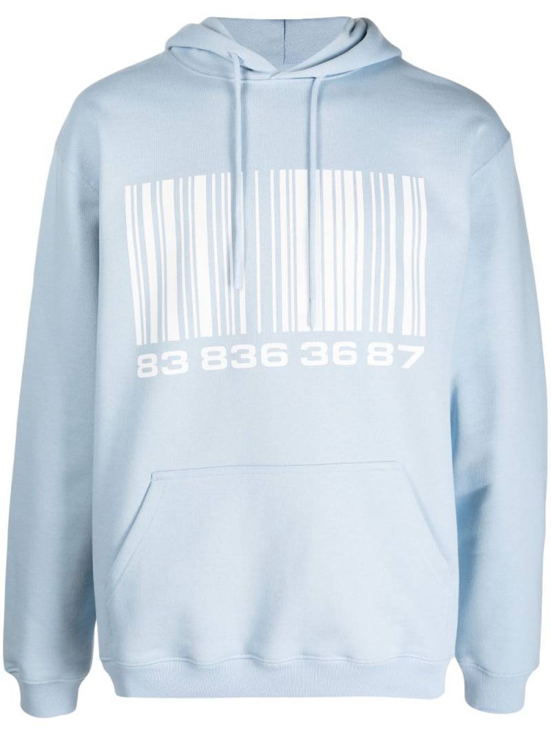 VTMNTS 'Big Barcode' cotton-blend hoodie - Blue von VTMNTS