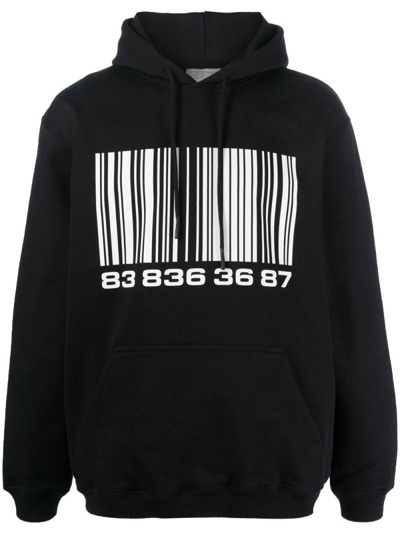 VTMNTS Big-Barcode cotton hoodie - Black von VTMNTS