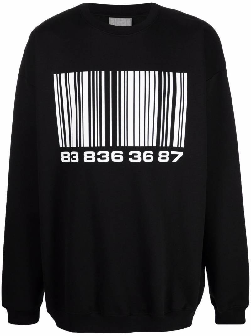 VTMNTS bar-code print sweatshirt - Black von VTMNTS