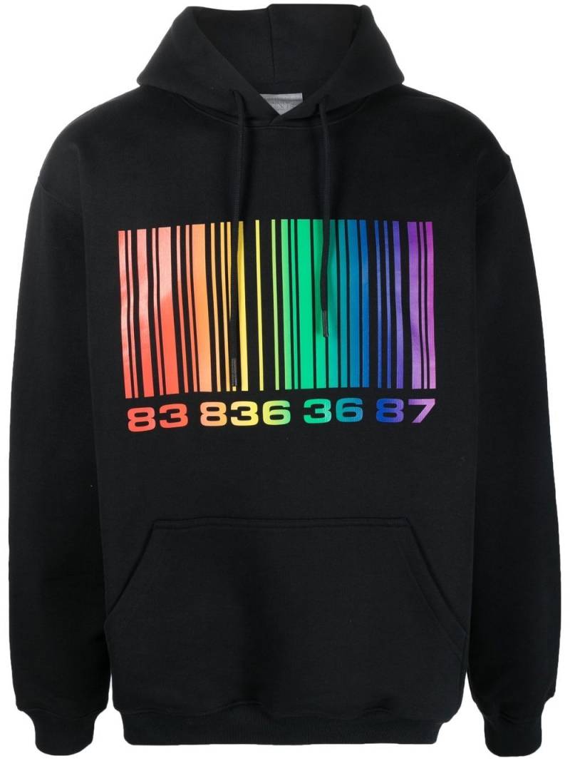 VTMNTS barcode-print long-sleeve hoodie - Black von VTMNTS
