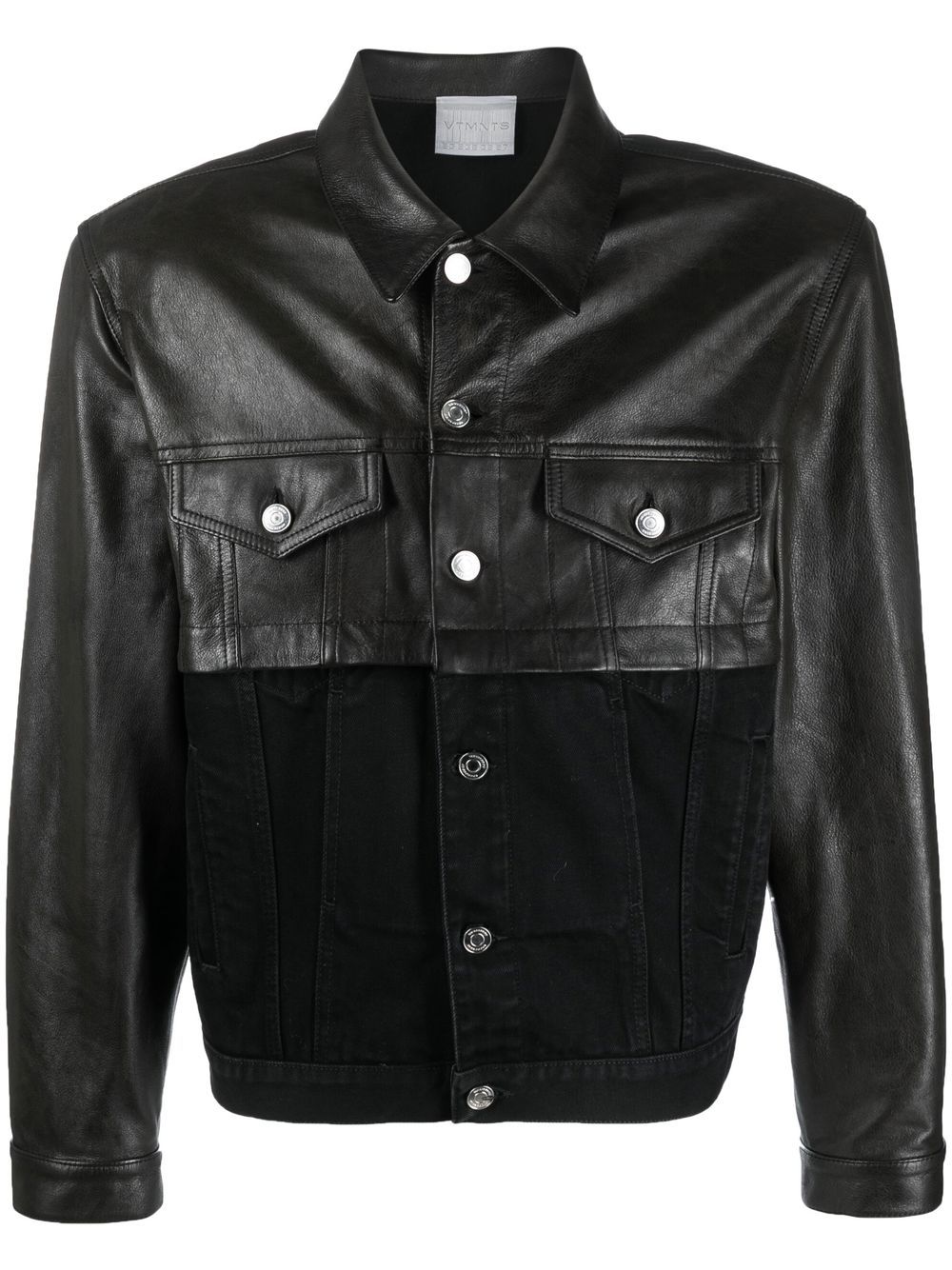 VTMNTS contrasting leather-block denim jacket - Black von VTMNTS