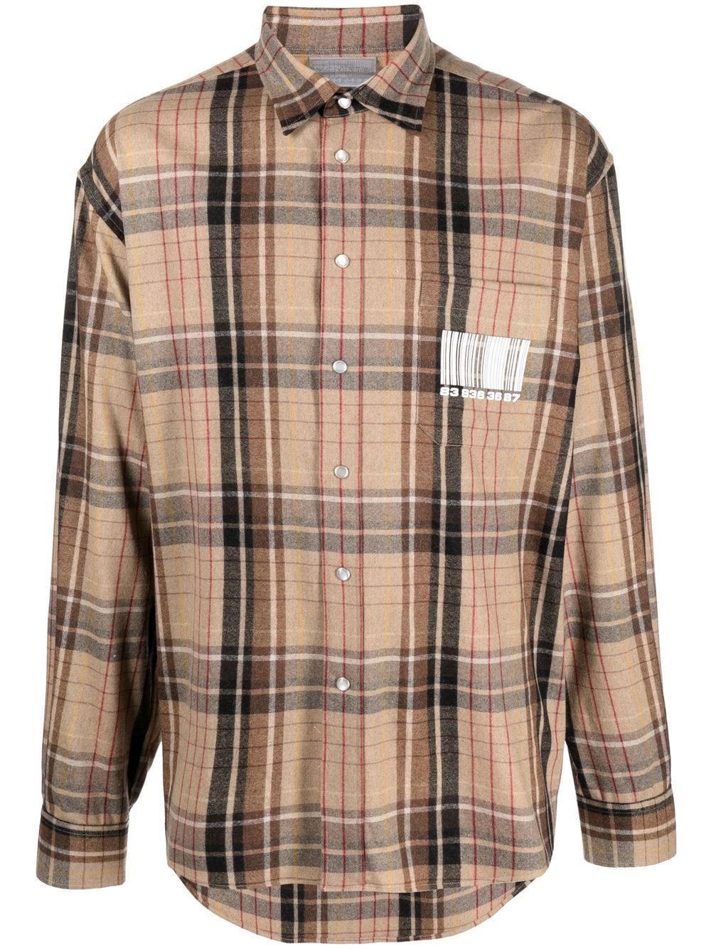 VTMNTS plaid-check long-sleeve shirt - Neutrals von VTMNTS